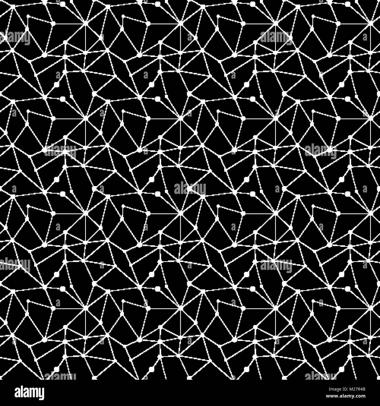 Vector abstract geometric dotted seamless pattern. White dots and lines