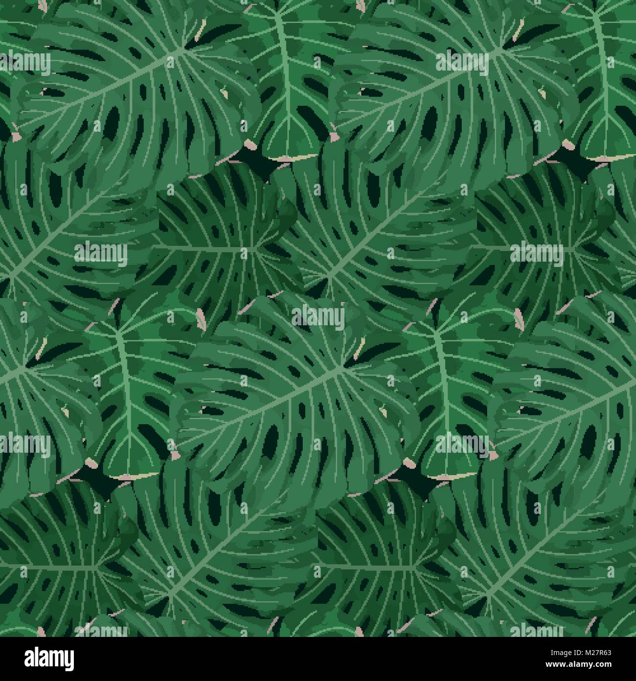 Tropical seamless pattern with exotic floral leaves Stock Vector Image ...