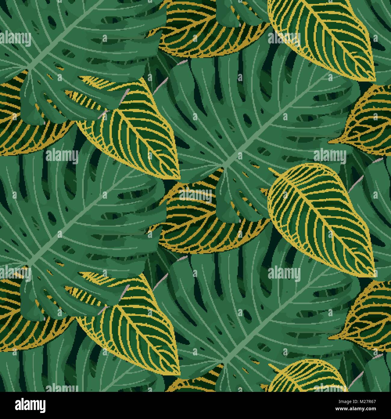 Vector floral seamless pattern with exotic tropical leaves Stock Vector ...