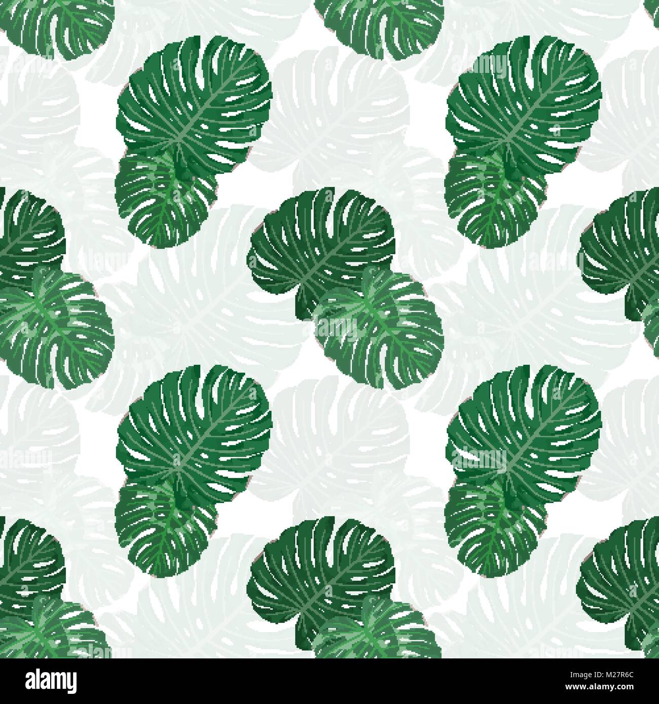 Tropical seamless pattern with exotic floral leaves Stock Vector Image ...