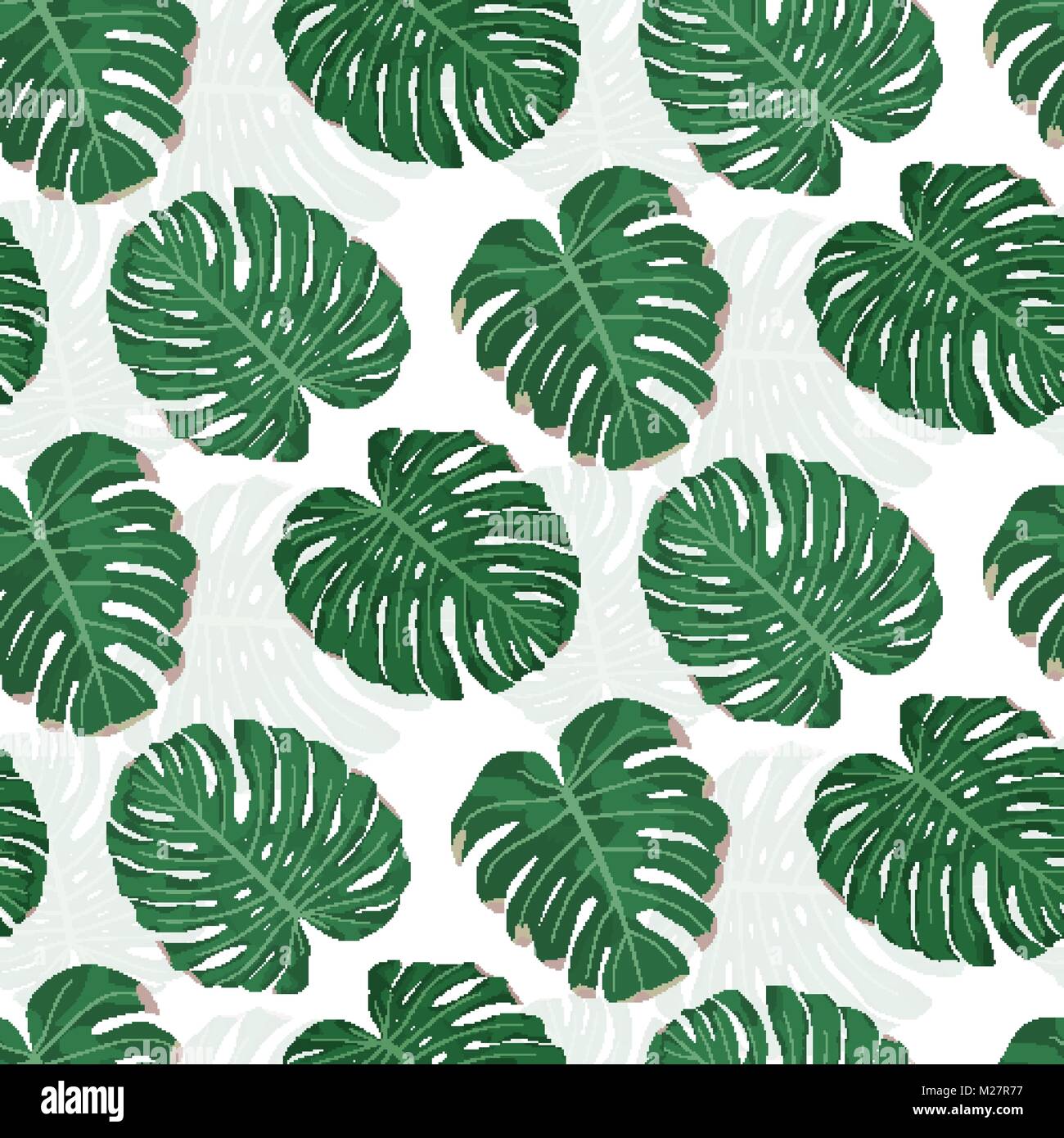 Vector floral seamless pattern. Exotic leaves on a white background ...