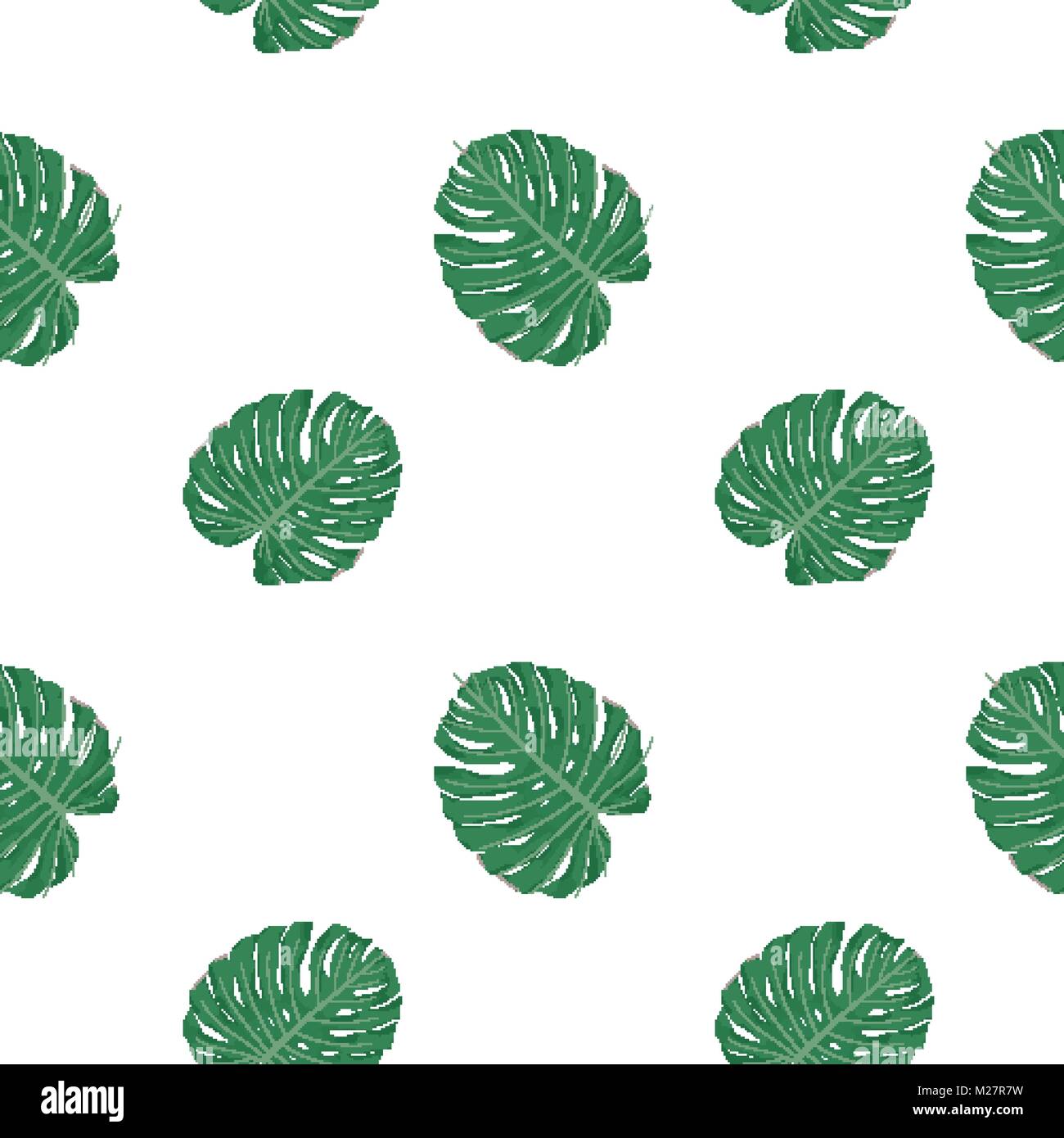 Tropical leaves isolated on a white background. Vector seamless floral ...
