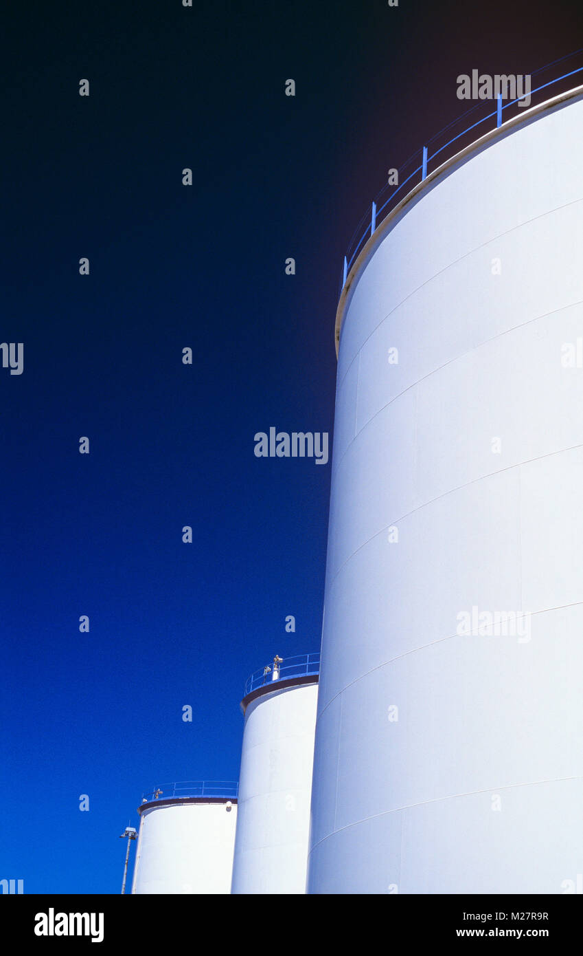 Large industrial-sized storage tanks for water and other liquids Stock ...