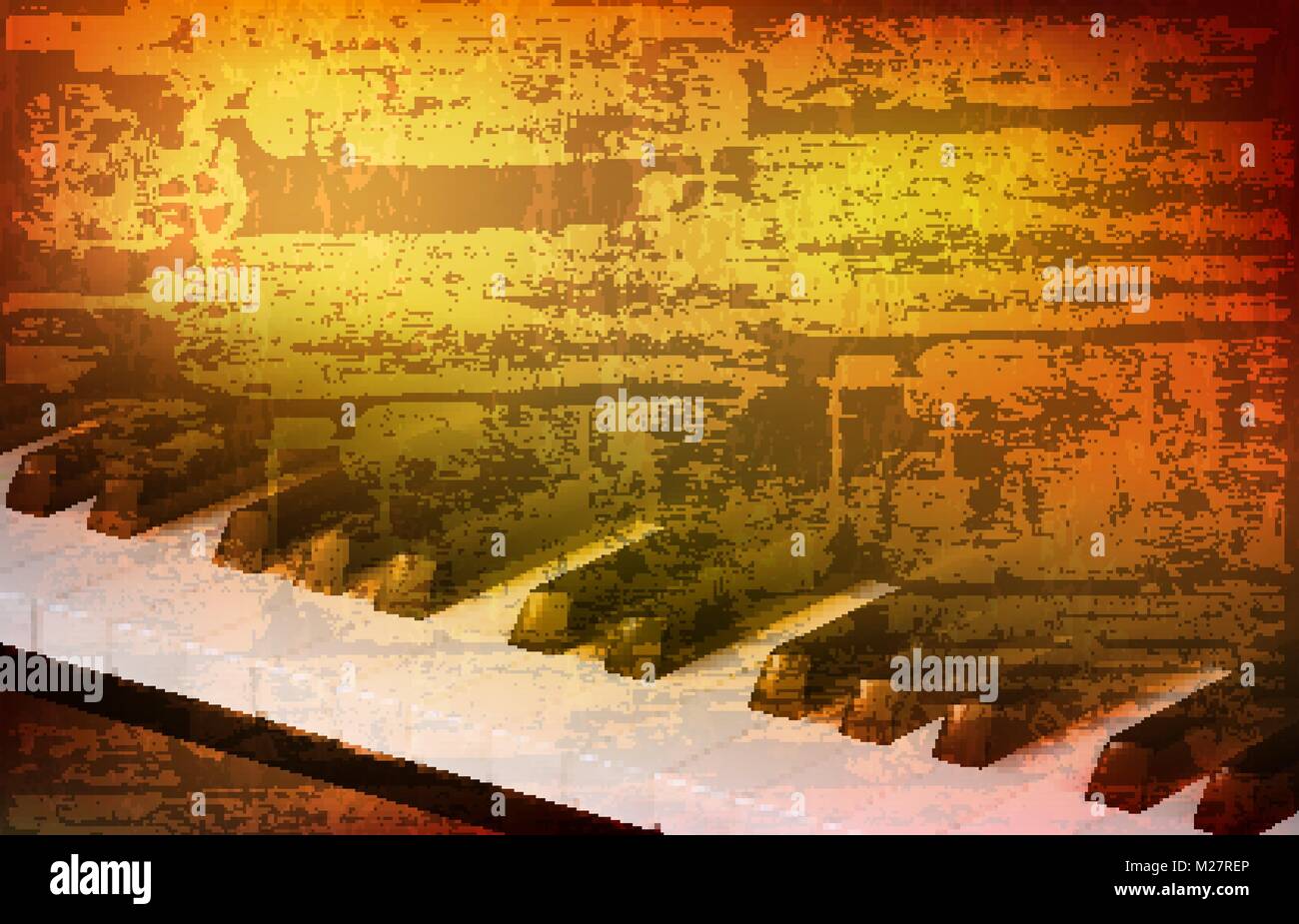 abstract brown grunge vintage sound background with piano keys vector