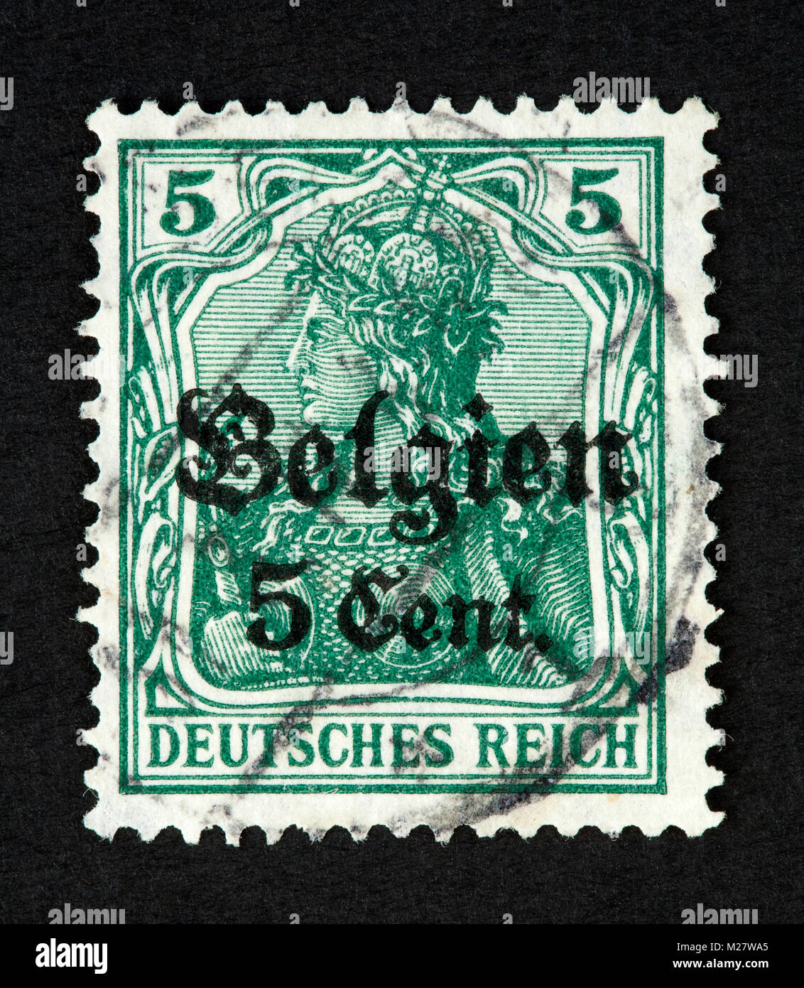 German postage stamp with Belgien overprint Stock Photo Alamy