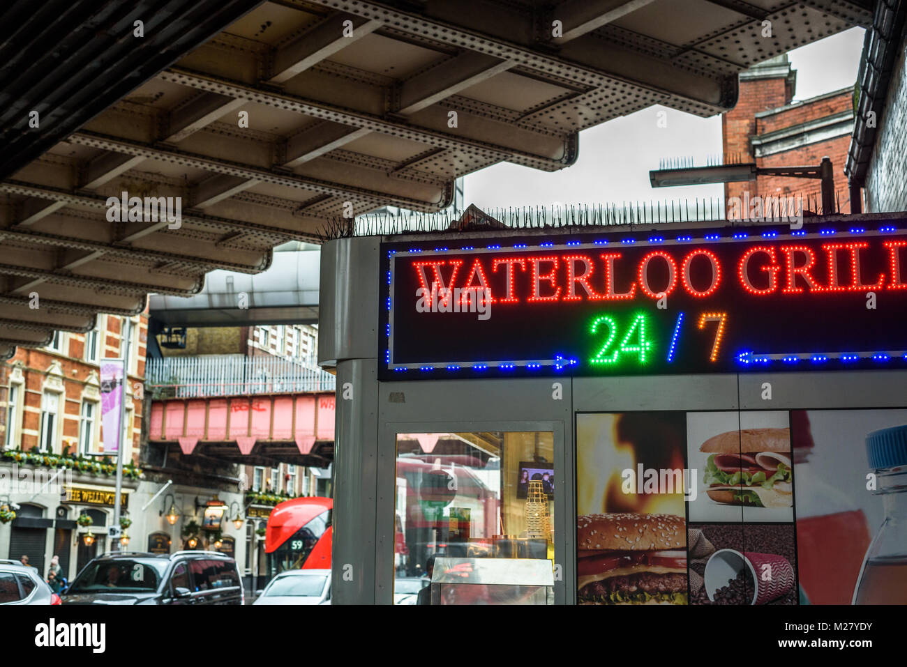 A fast food grill in Waterloo, London, Uk. Stock Photo