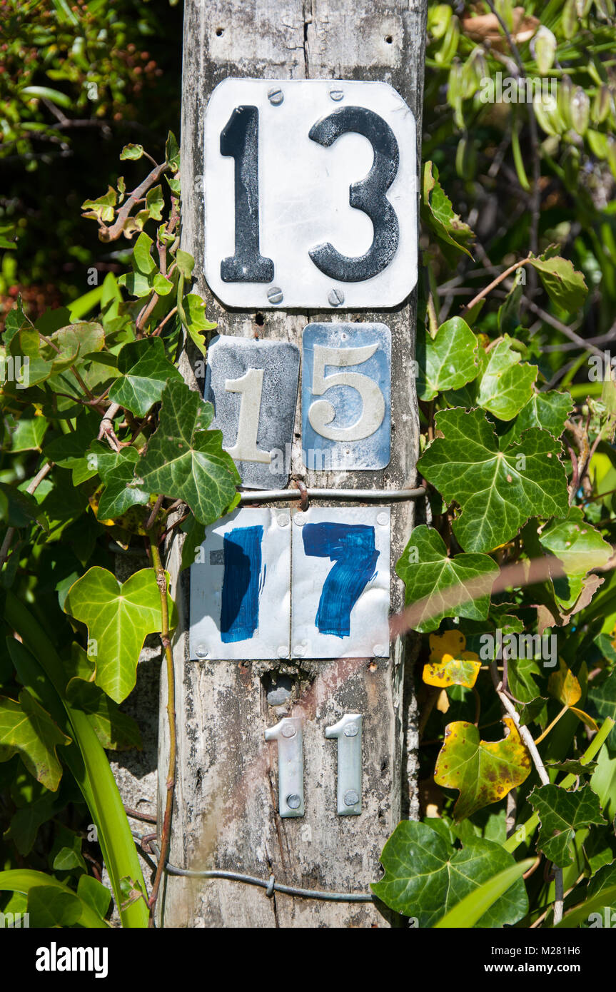 House Numbers On A Lamppost Stock Photo