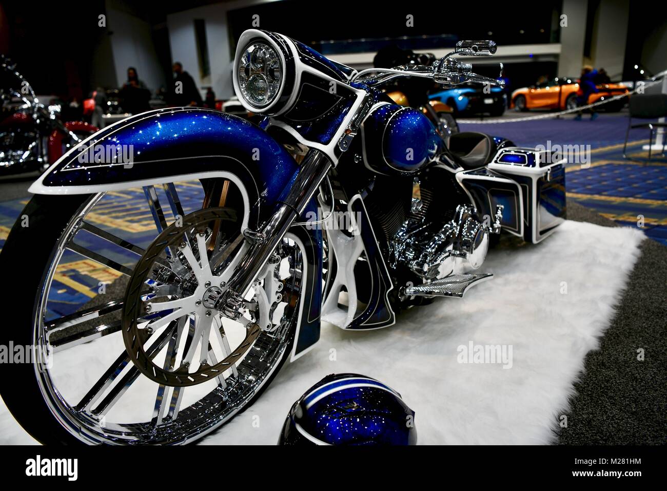 Exotic Harley Davidson chopper at the 2018 Washington Auto Show, Washington DC, USA Stock Photo