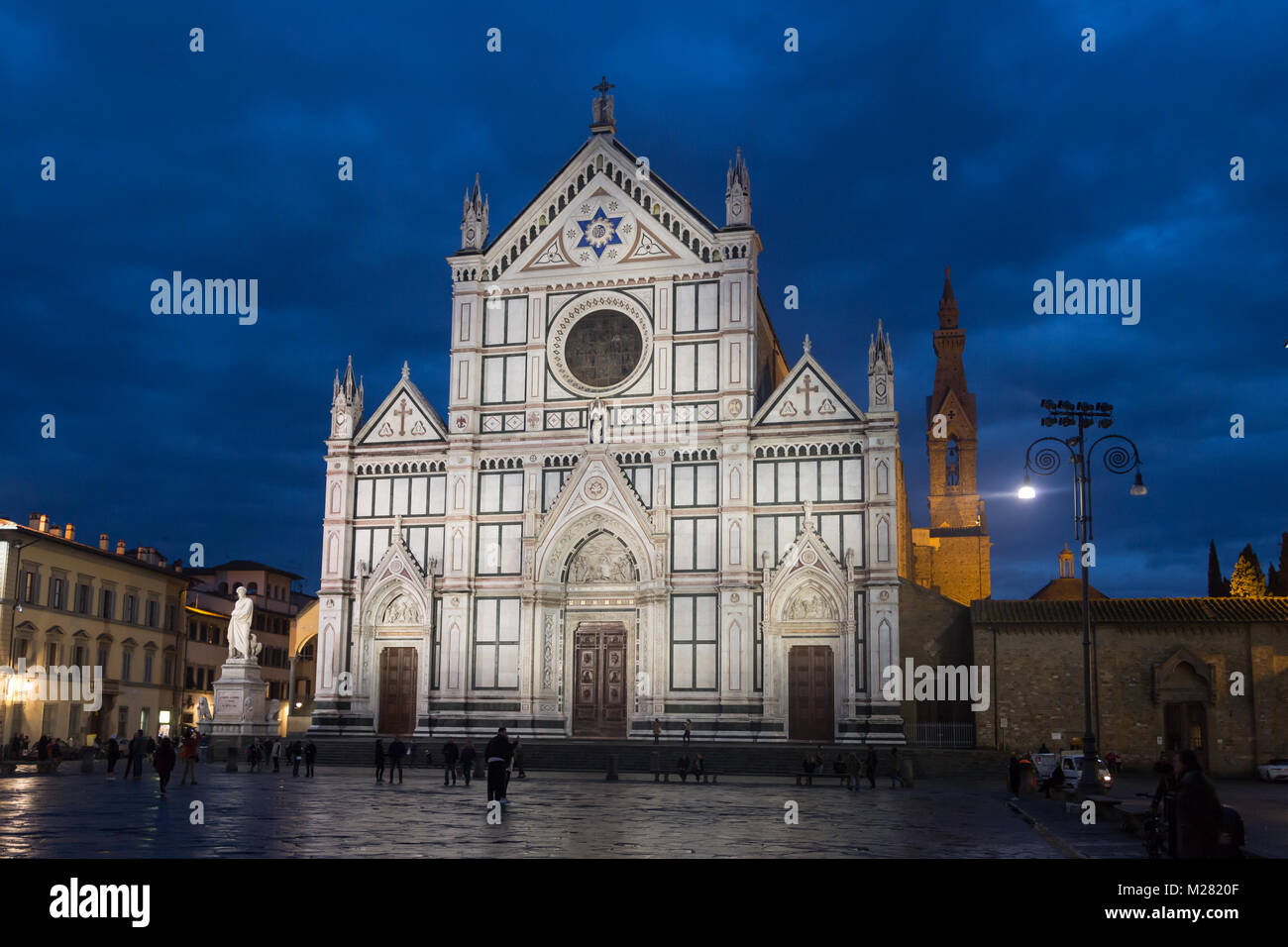 Church Basilica of Santa Croce in the dawn, Piazza di Santa Croce, Florence, Tuscany, Italy Stock Photo