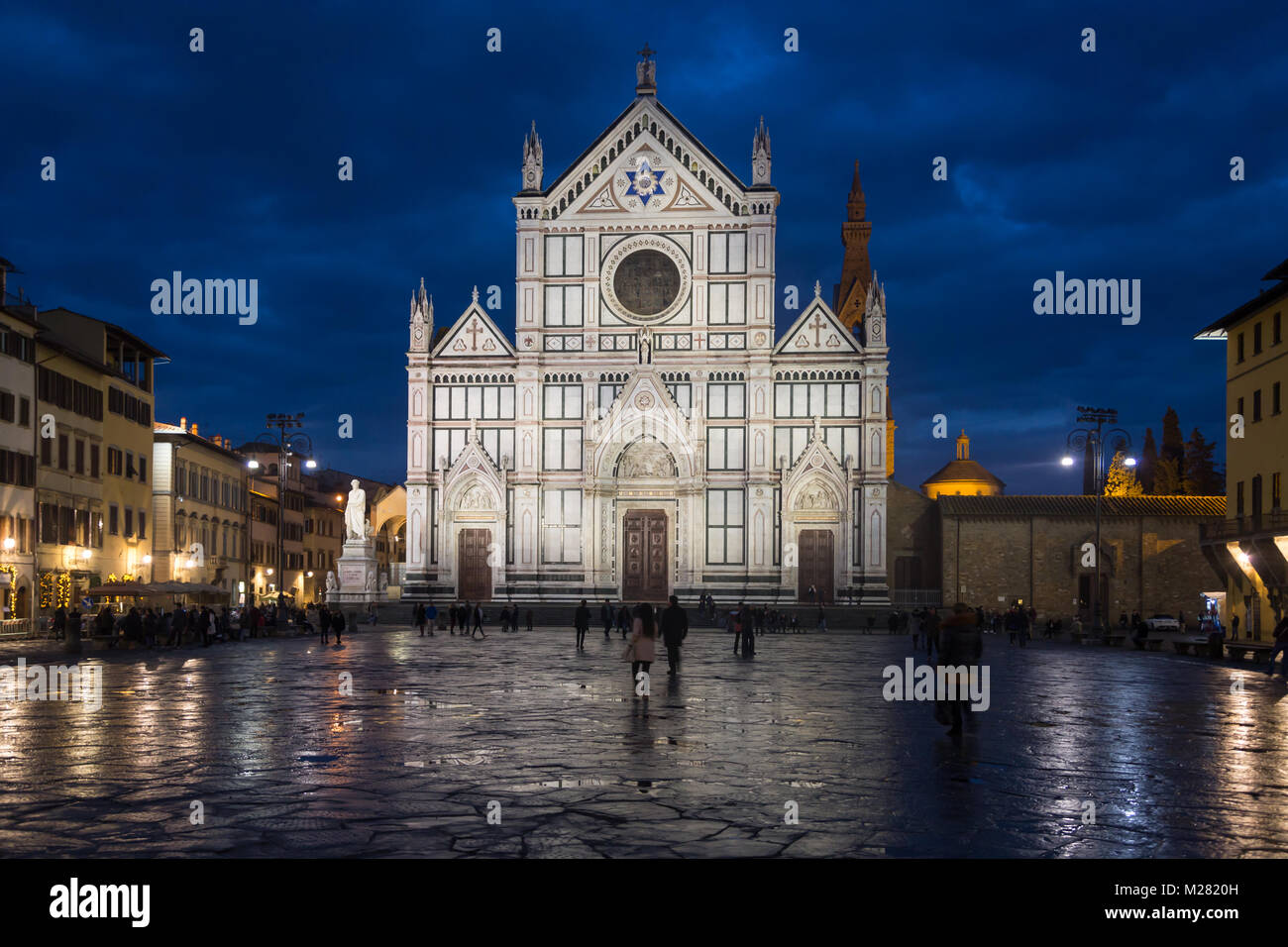 Church Basilica of Santa Croce in the dawn, Piazza di Santa Croce, Florence, Tuscany, Italy Stock Photo