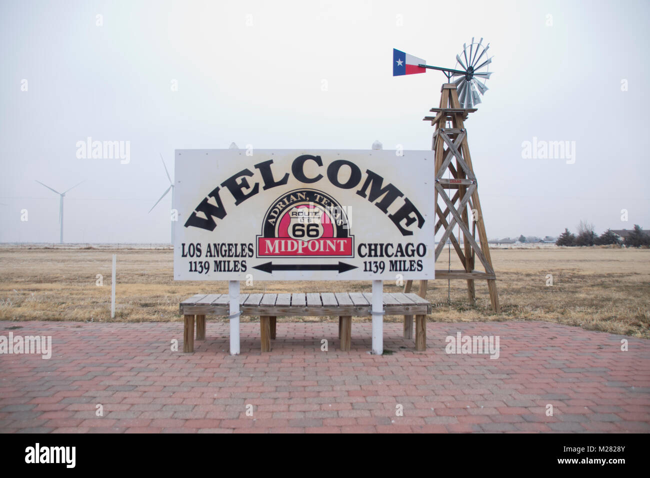 Midpoint of Route 66 in Adrian, Texas. Stock Photo