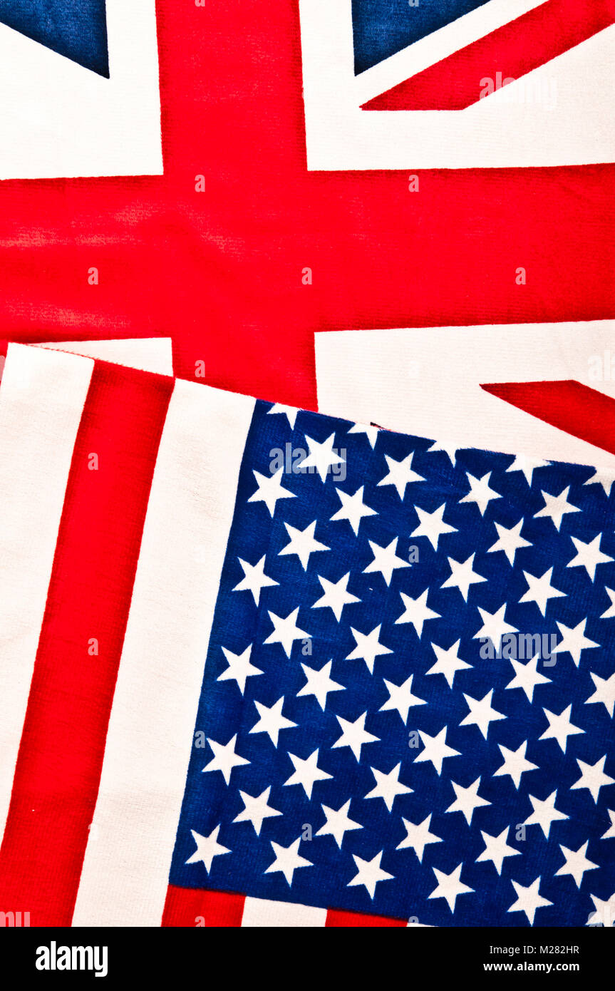United States and United Kingdom flags Stock Photo