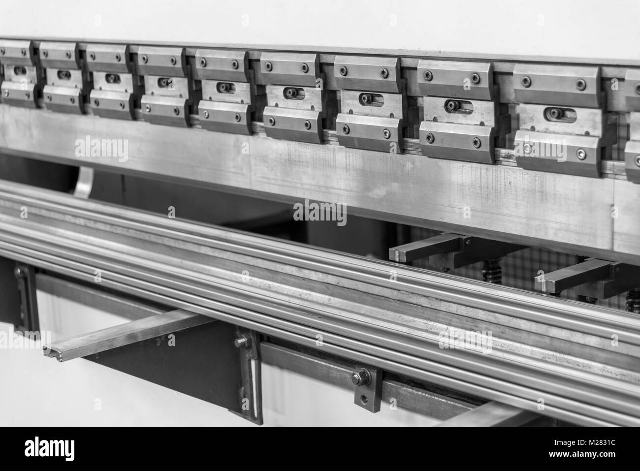 metal cutting machine tools closeup, monochrome Stock Photo Alamy
