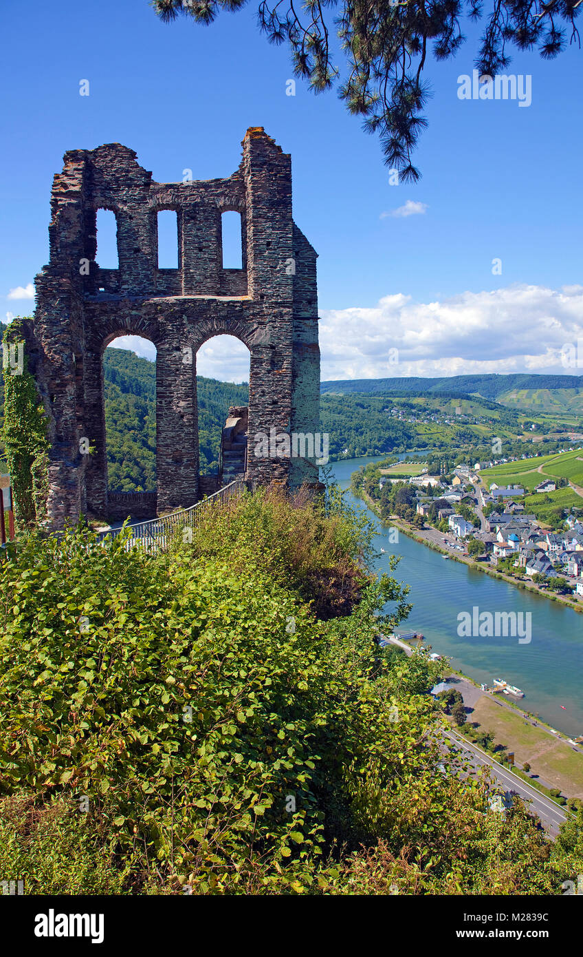 Grevenburg, Greven castle, ruin above Traben-Trarbach, Moselle, Mosel river, Rhineland-Palatinate, Germany, Europe Stock Photo