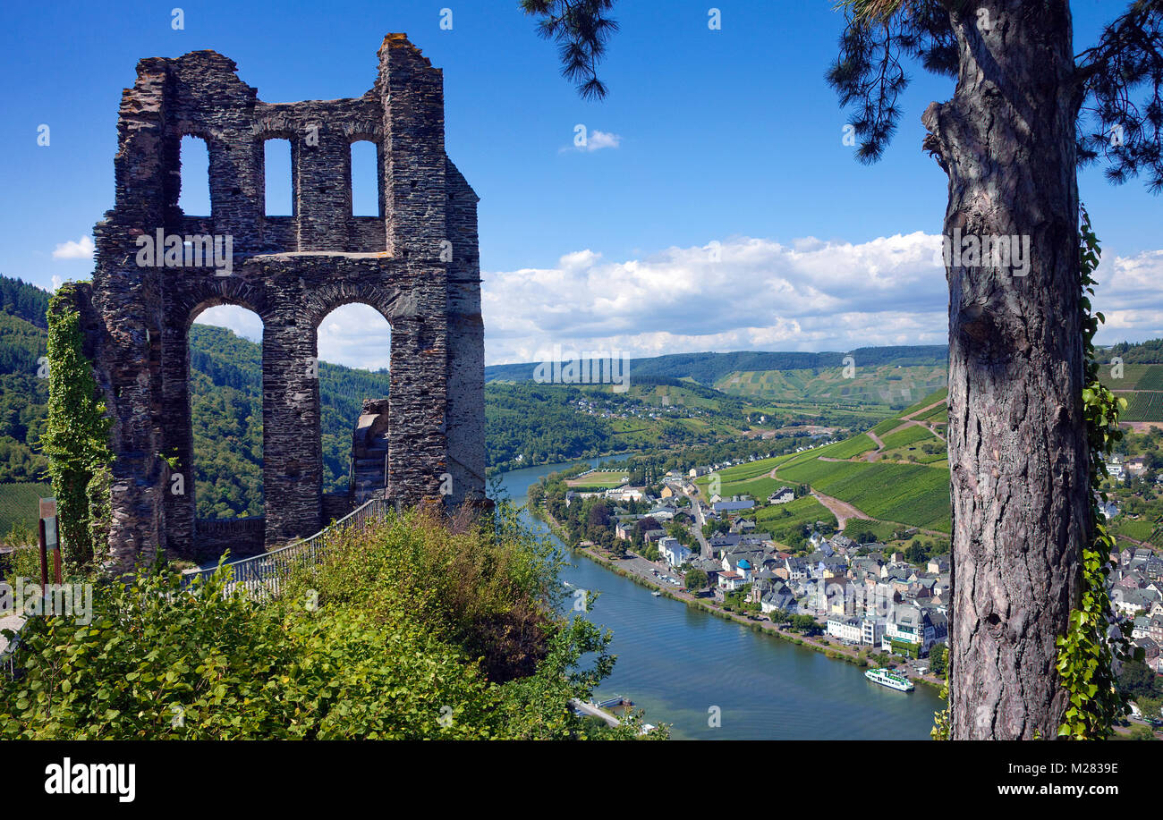 Grevenburg, Greven castle, ruin above Traben-Trarbach, Moselle, Mosel river, Rhineland-Palatinate, Germany, Europe Stock Photo