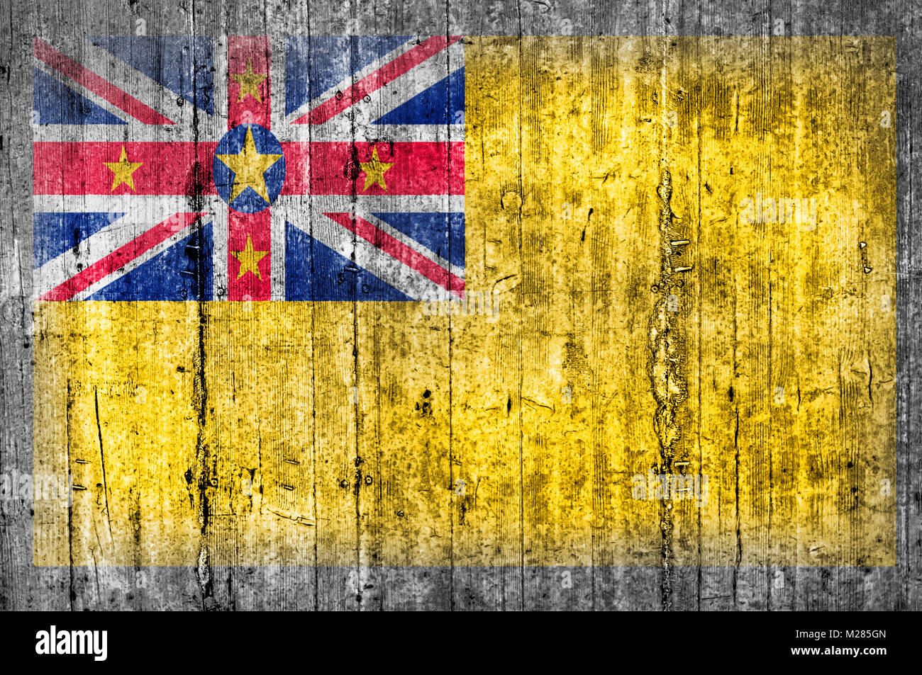 Niue flag painted on background texture gray concrete Stock Photo - Alamy
