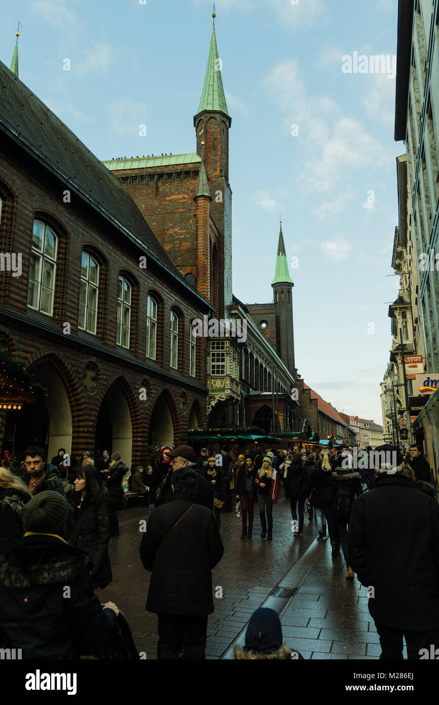 Christmas Market at Luebeck Stock Photo Alamy