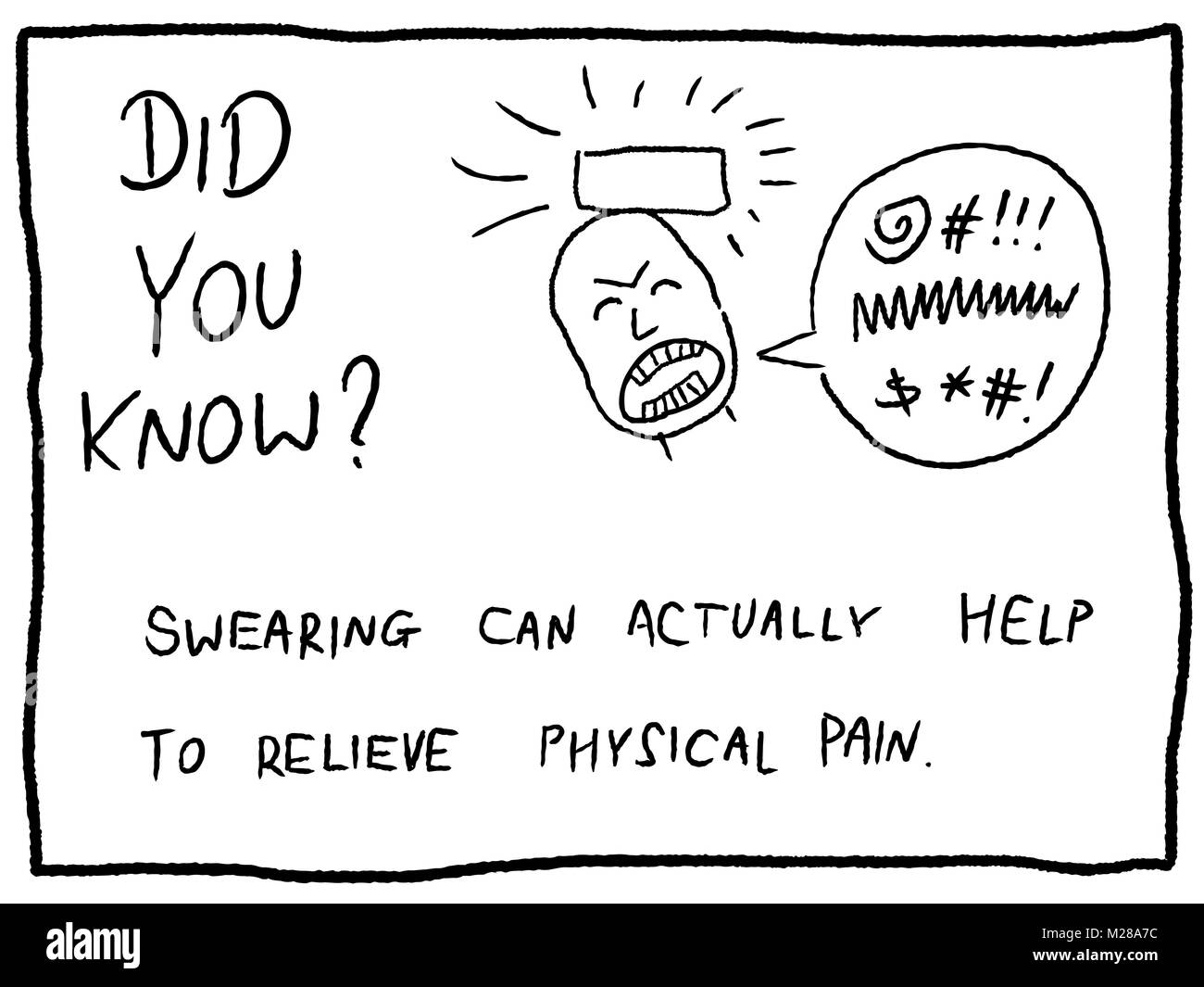 Swearing As Pain Relief Fun Trivia Cartoon Doodle Concept Newspaper Funny Comic Fact Stock Vector Image Art Alamy