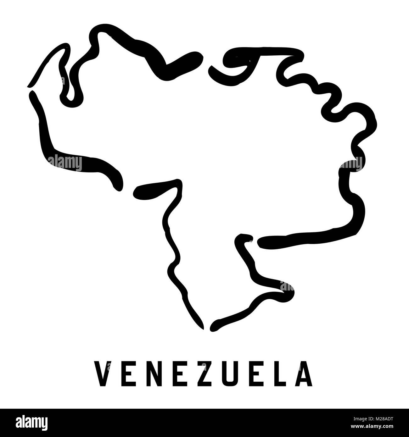 Venezuela map outline - smooth simplified country shape map vector. Stock Vector