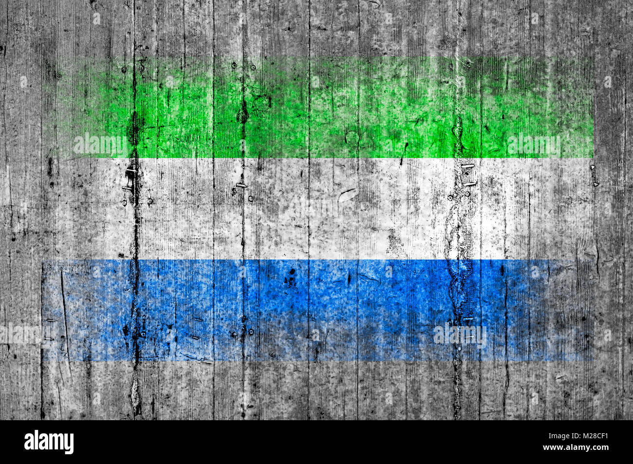 Sierra Leone flag painted on background texture gray concrete Stock ...