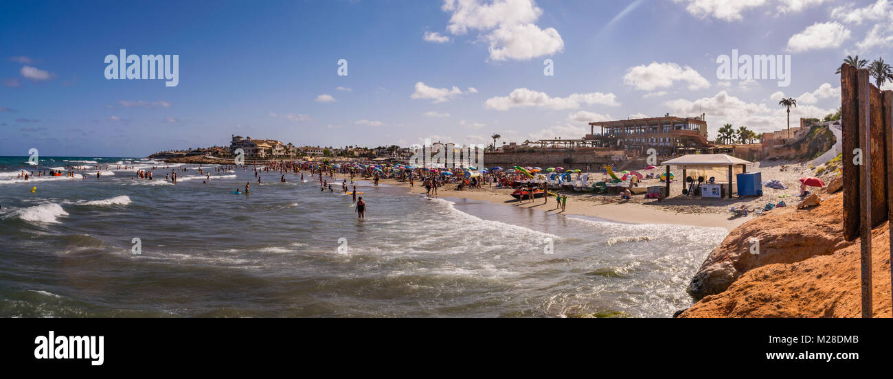 La zenia beach on a busy summer day. Spain 20th August 2017 on my recent holiday. Stock Photo