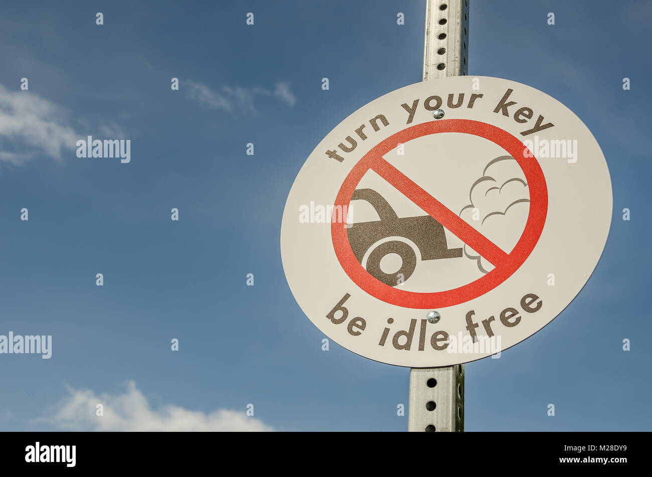 One way to help clean up our air is to turn your key and be idle free Stock Photo