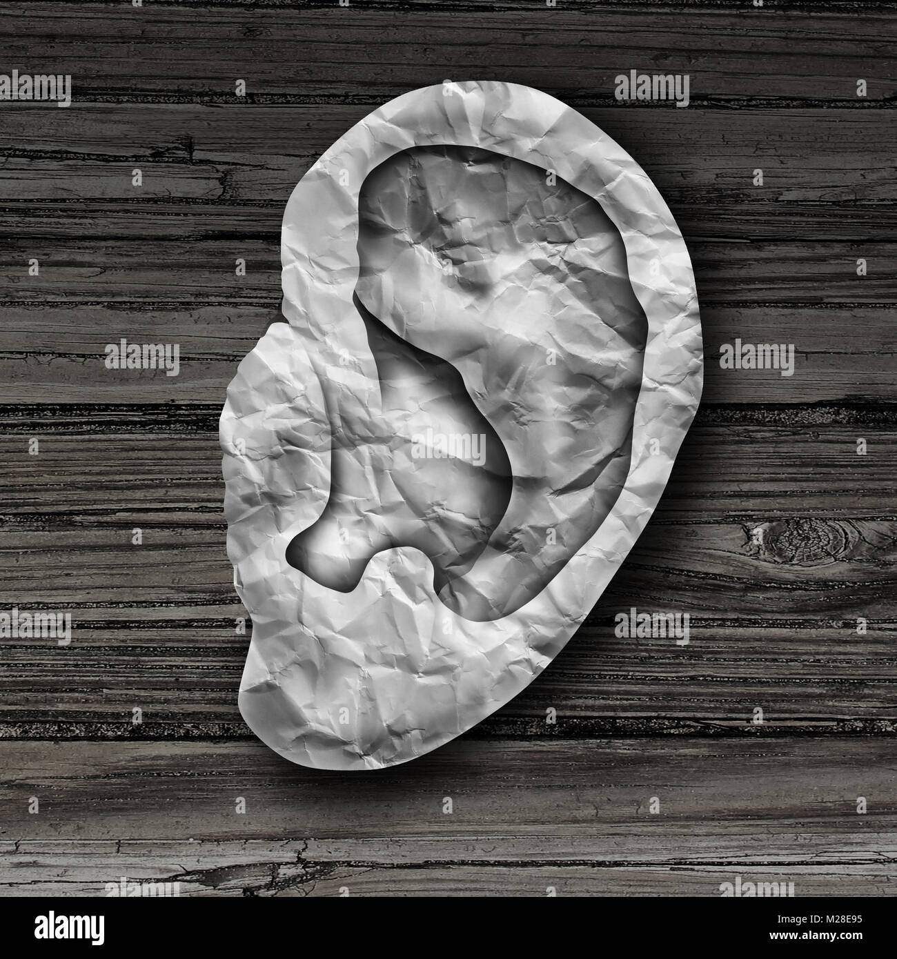 Human ear concept as a hearing sense health symbol for auditory