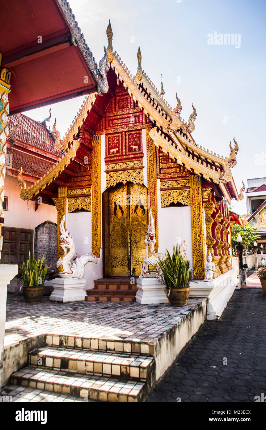 Wat Muen Ngoen Kong ,old temple in Chiangmai Thailand Stock Photo