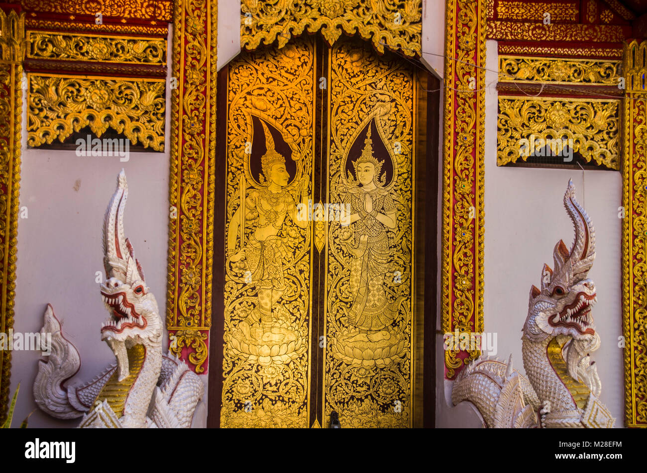 Wat Muen Ngoen Kong ,old temple in Chiangmai Thailand Stock Photo