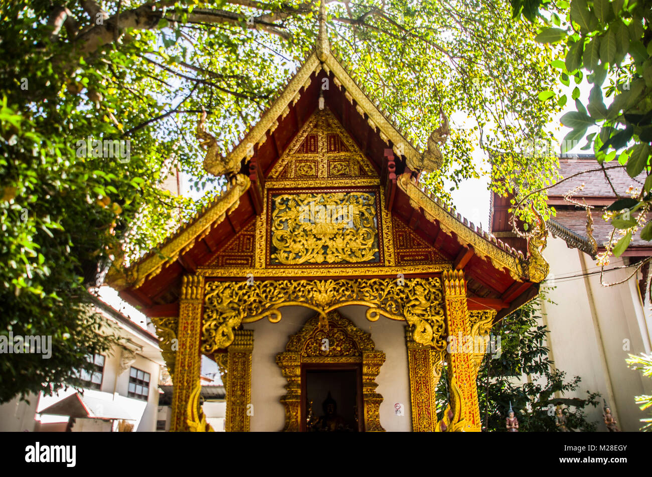 Wat Phra Singh Chiangmai Thailand,old temple in Chiangmai Thailand Stock Photo