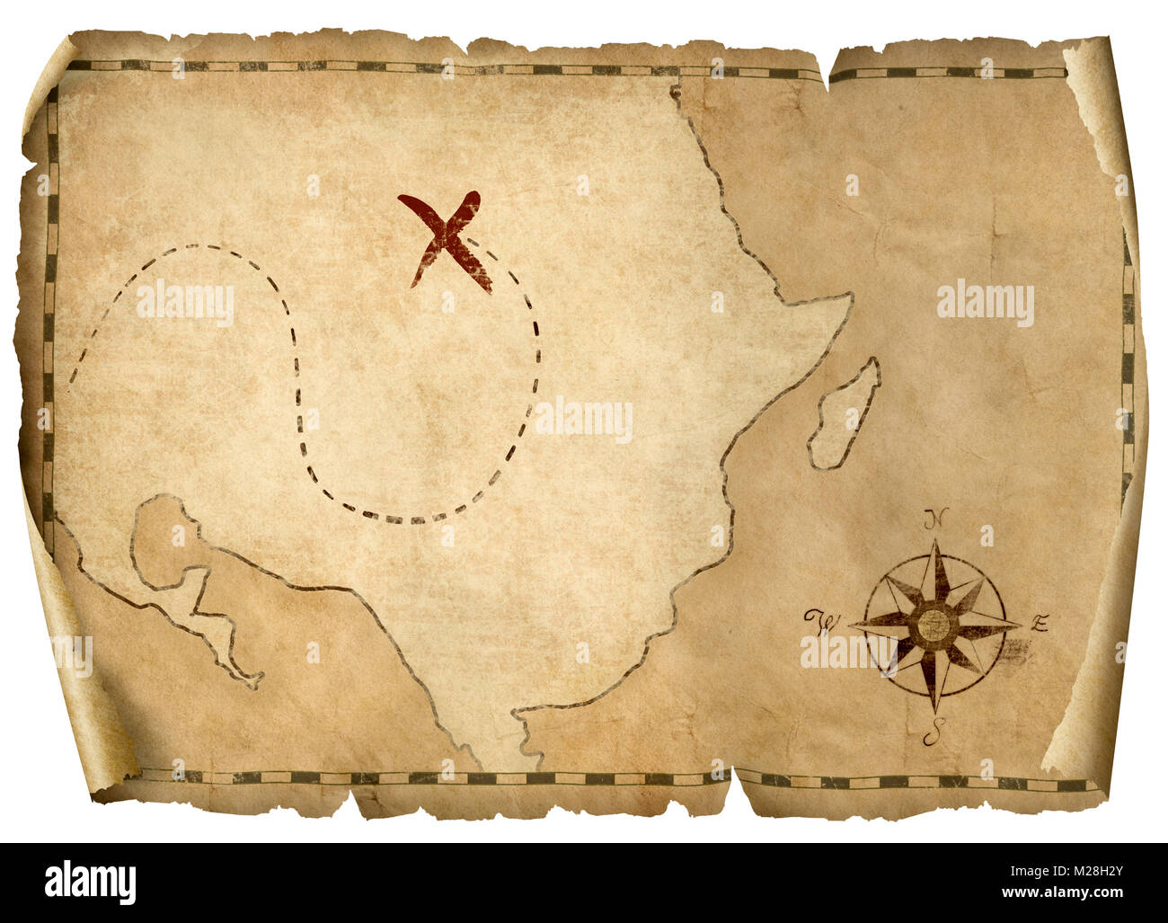 treasure pirates' old map isolated 3d illustration Stock Photo