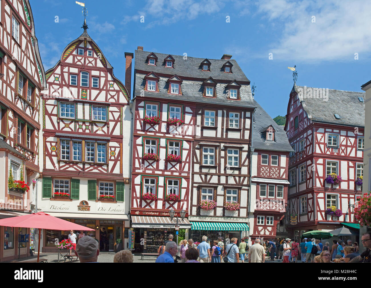 Historic center wih half-timbered houses at market square, old town of Bernkastel-Kues, Moselle river, Rhineland-Palatinate, Germany, Europe Stock Photo