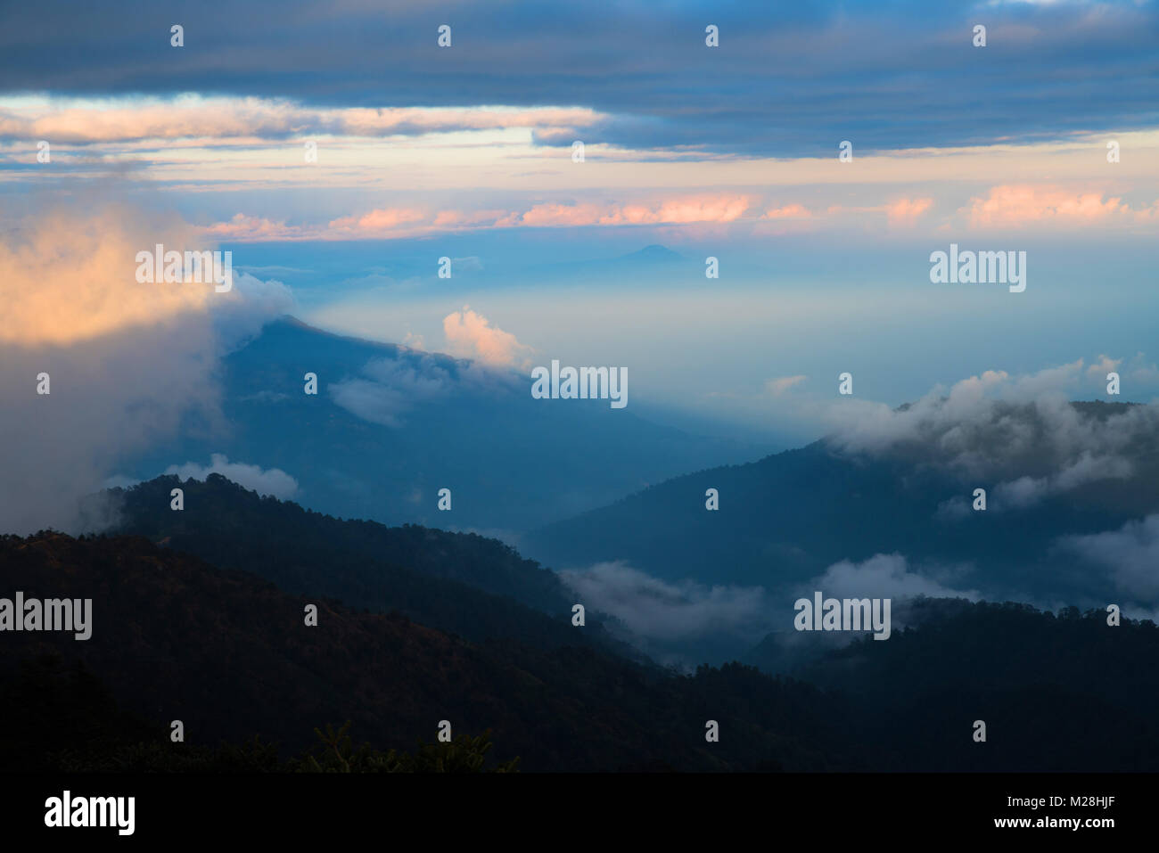 Dramatic landscape with colorful from sunlight at Sandakphu, north of India Stock Photo