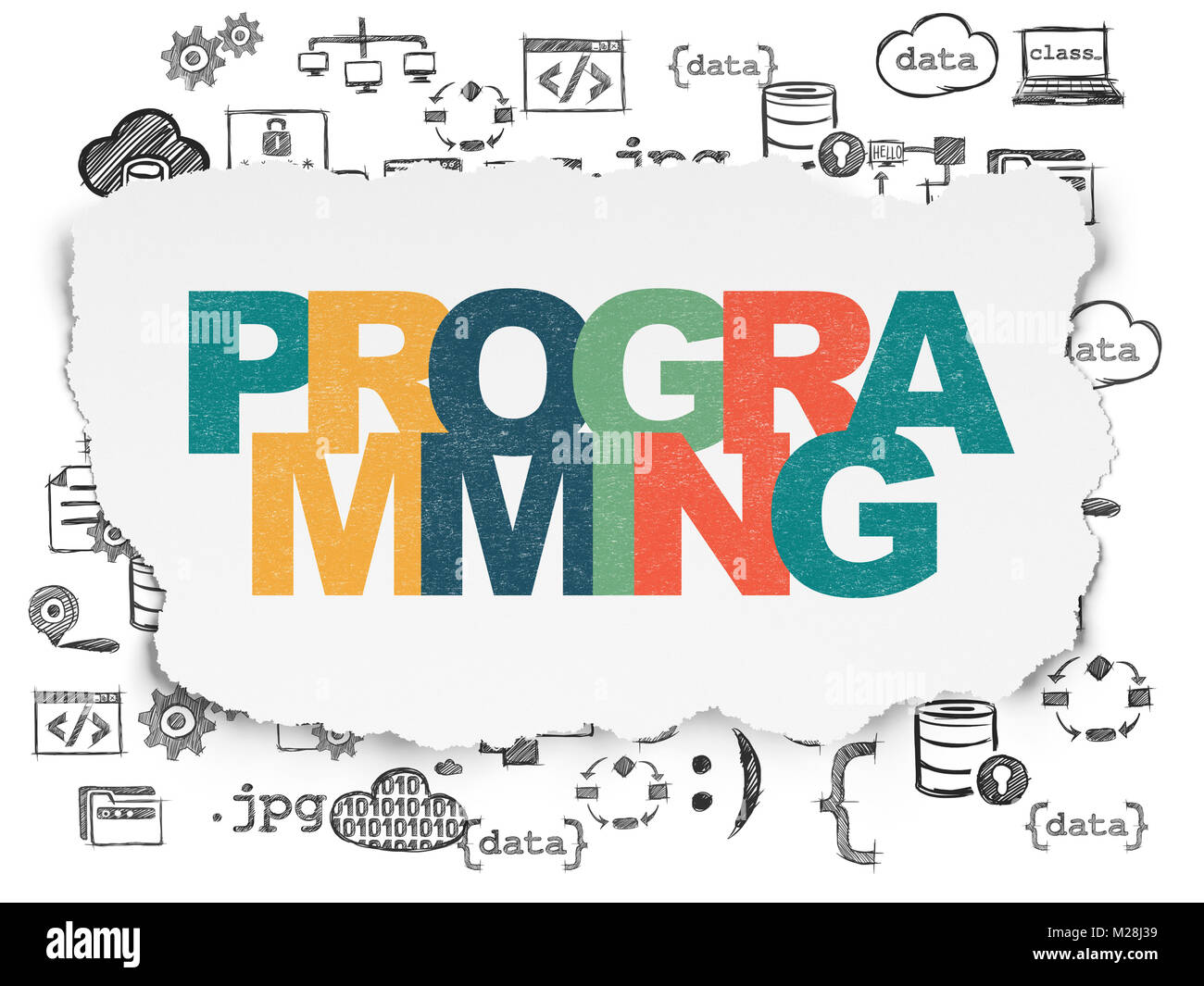 Programming concept: Programming on Torn Paper background Stock Photo ...