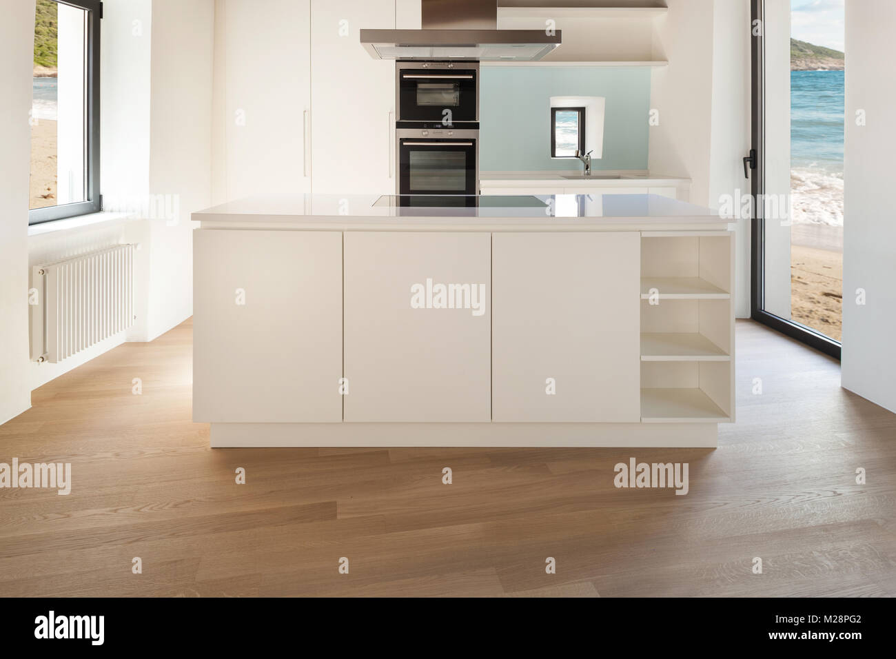 beautiful  loft, view domestic kitchen, modern furniture Stock Photo