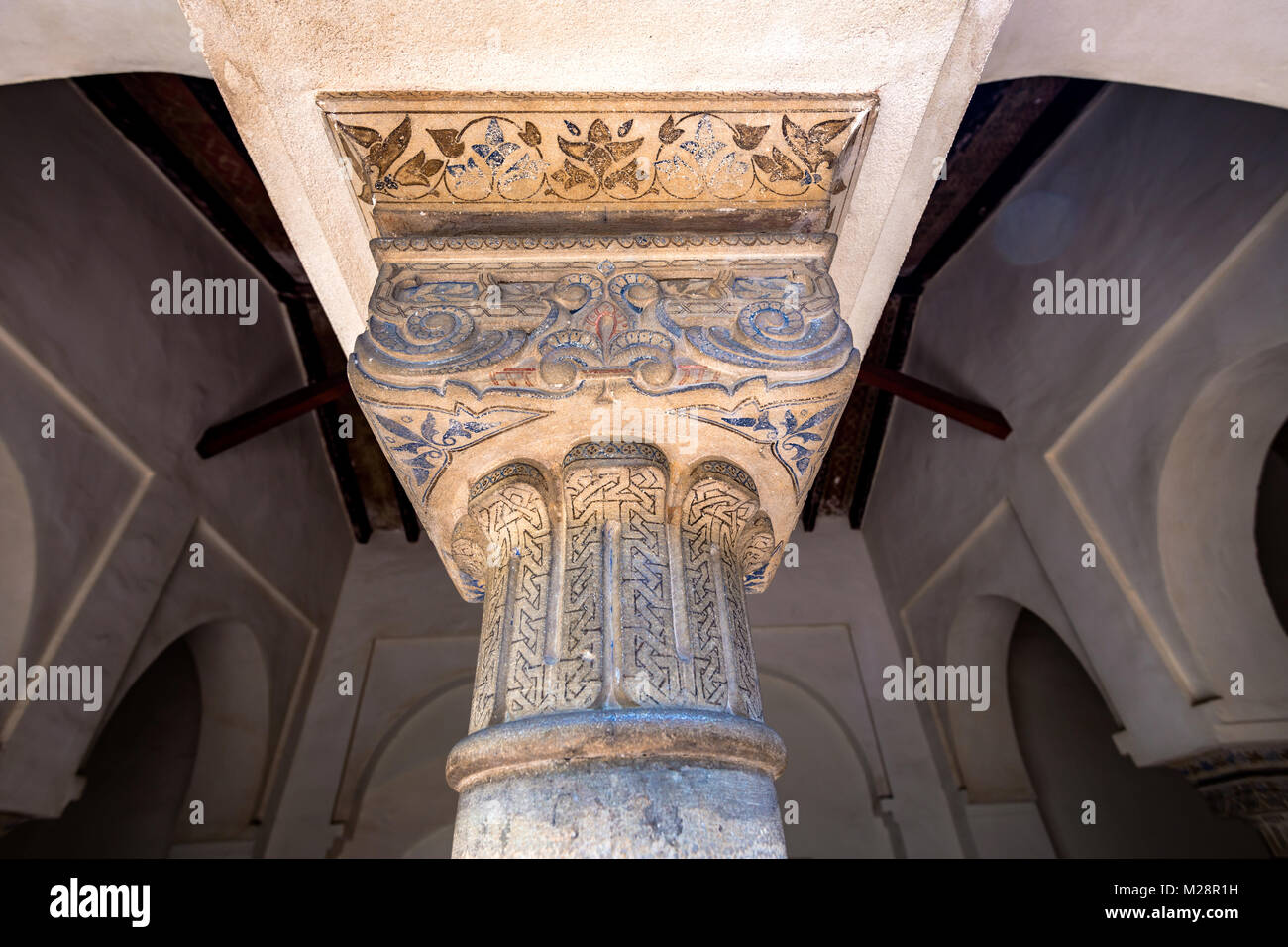 Detail of Ancient Arabic Column Capitel Stock Photo