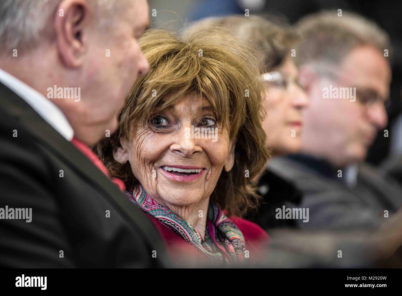 Munich, Bavaria, Germany. 6th Feb, 2018. Charlotte Knoblauch. The City of Munich, Germany dedicated the plaza adjacent to the National Socialism Documentation Center (NS-Dokumentationszentrum) building to Holocaust survivor Max Mannheimer. Mannheimer was an author, painter, and prolific speaker about the experience. He and his brother were the only family members to survive. Mannheimer was born on Feb. 6, 1920 in Northern Moravia and died on Sept. 23, 2016. Credit: ZUMA Press, Inc./Alamy Live News Stock Photo