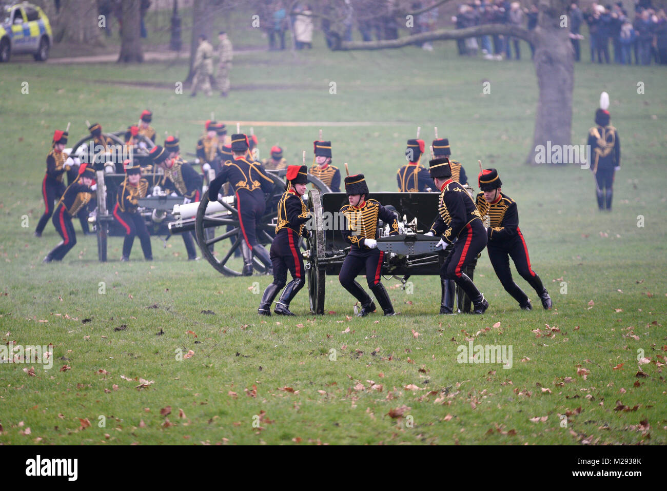 A 41gun salute was held by the King’s Troop Royal Horse Artillery in