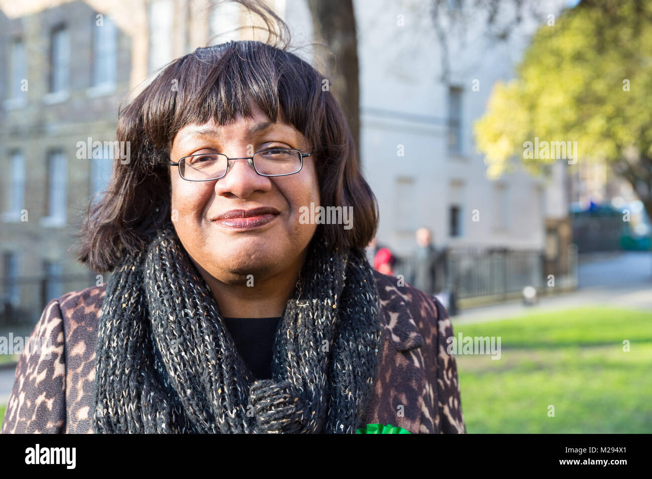 Westminster, London, UK. 6th Feb 2018. Diane Abbott, MP. Labour's female MPs and peers, including, Dame Margaret Beckett, Diane Abbott, Dame Margaret Hodge, Dawn Butler, Angela Eagle and many others celebrate the centenary of women's suffrage and 100 years of women voting in front of the Houses of Parliament. Credit: Imageplotter News and Sports/Alamy Live News Stock Photo