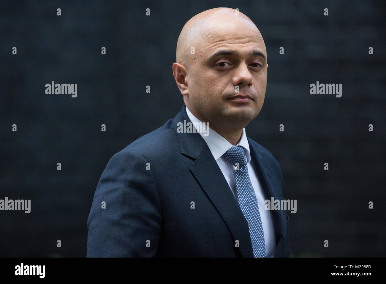 London, UK. 6th February, 2018. Sajid Javid MP, Secretary of State for Housing, Communities and Local Government, leaves 10 Downing Street following a Cabinet meeting. Credit: Mark Kerrison/Alamy Live News Stock Photo