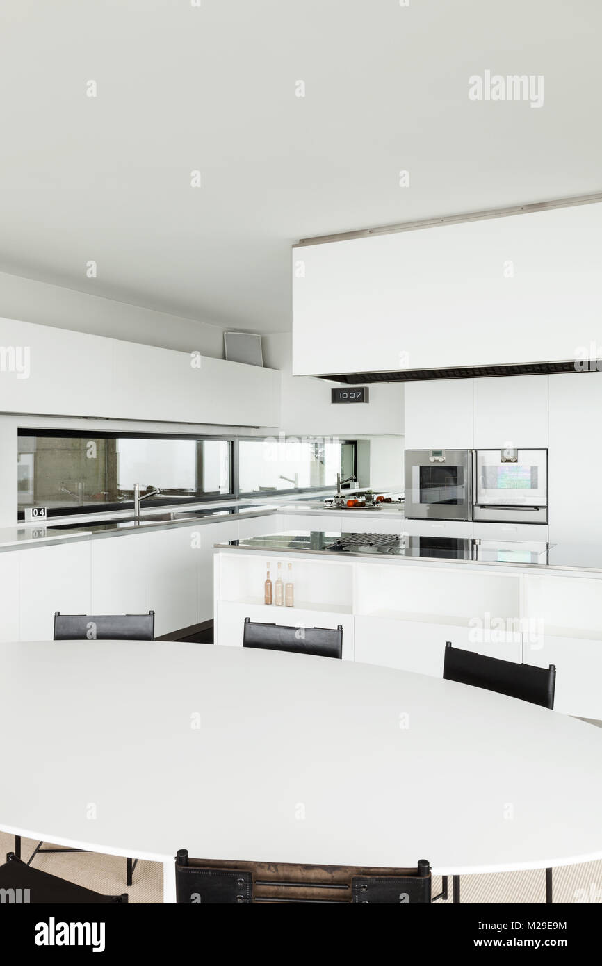 Architecture, beautiful interior of a modern villa, domestic kitchen