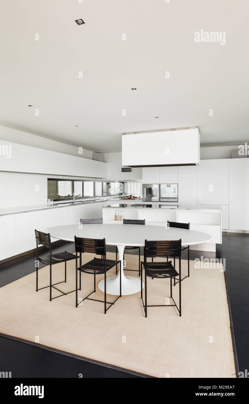 Architecture, beautiful interior of a modern villa, domestic kitchen Stock Photo