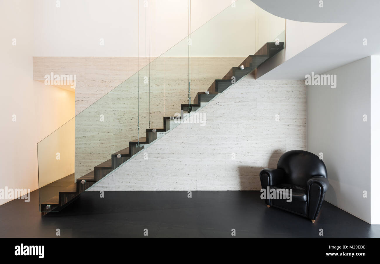 Architecture, beautiful interior of a modern villa, staircase Stock ...