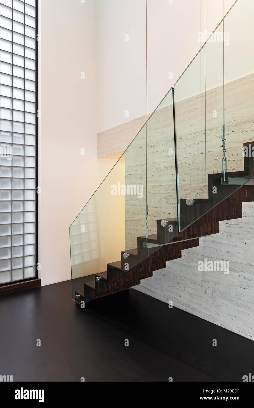 Architecture, beautiful interior of a modern villa, staircase Stock ...