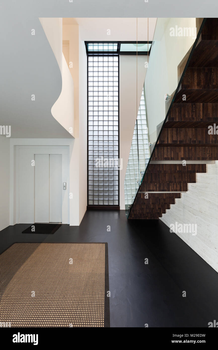 Architecture, beautiful interior of a modern villa, staircase Stock ...