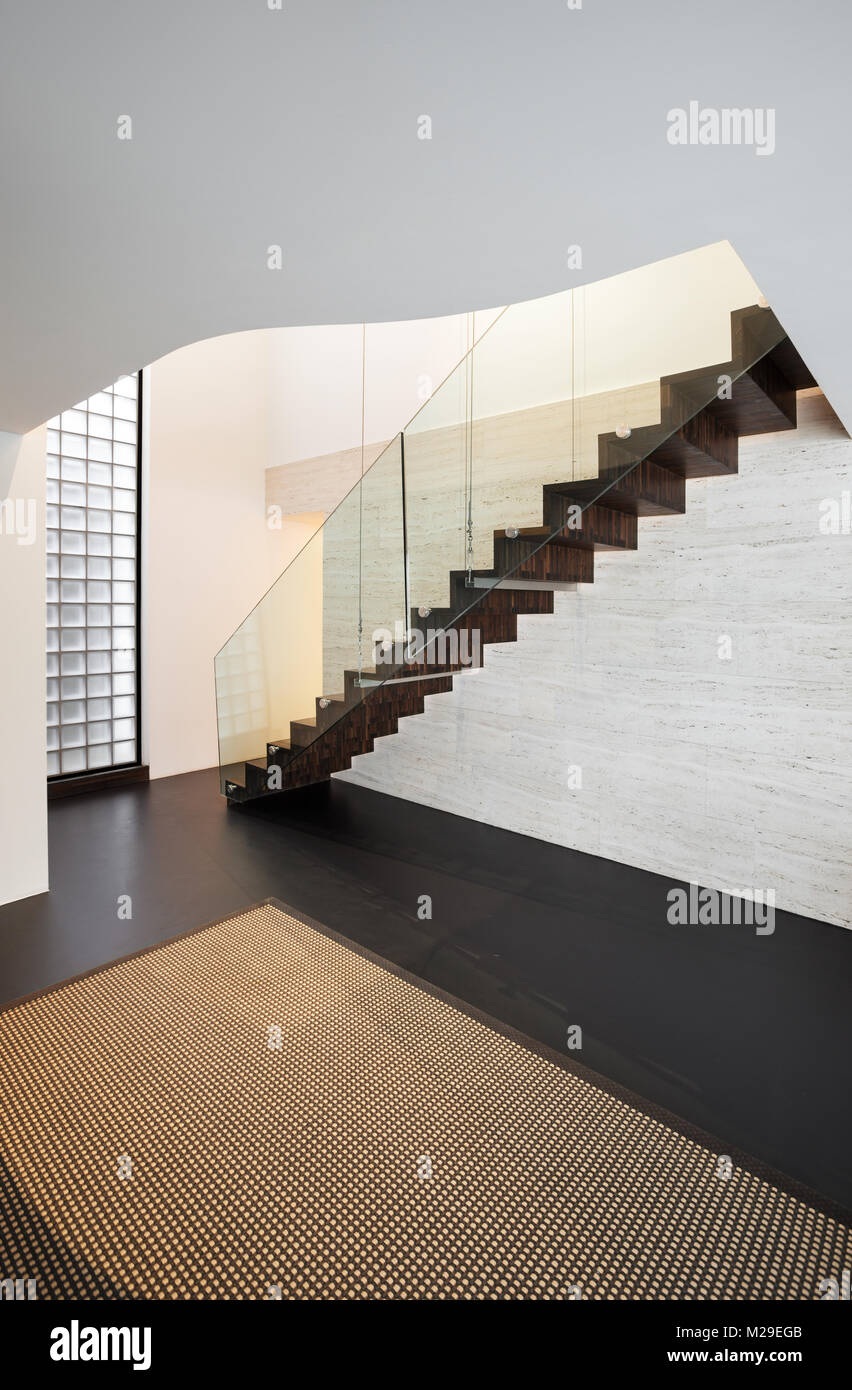 Architecture, beautiful interior of a modern villa, staircase Stock ...