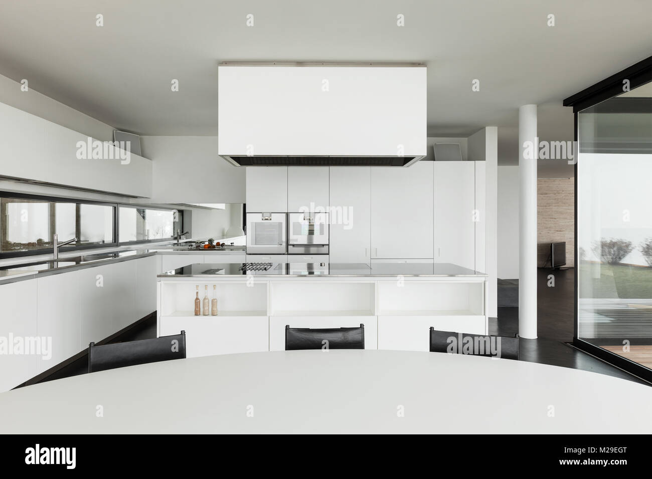 Architecture, beautiful interior of a modern villa, domestic kitchen Stock Photo