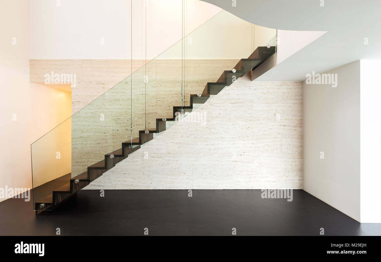 Architecture, beautiful interior of a modern villa, staircase Stock Photo