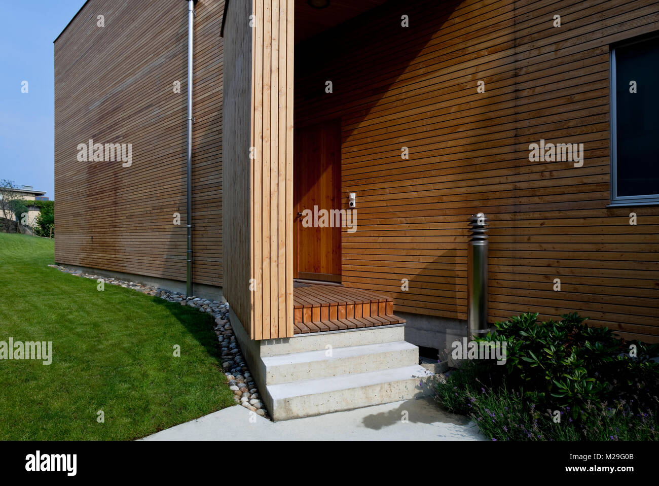 Modern wooden architecture exterior Stock Photo Alamy