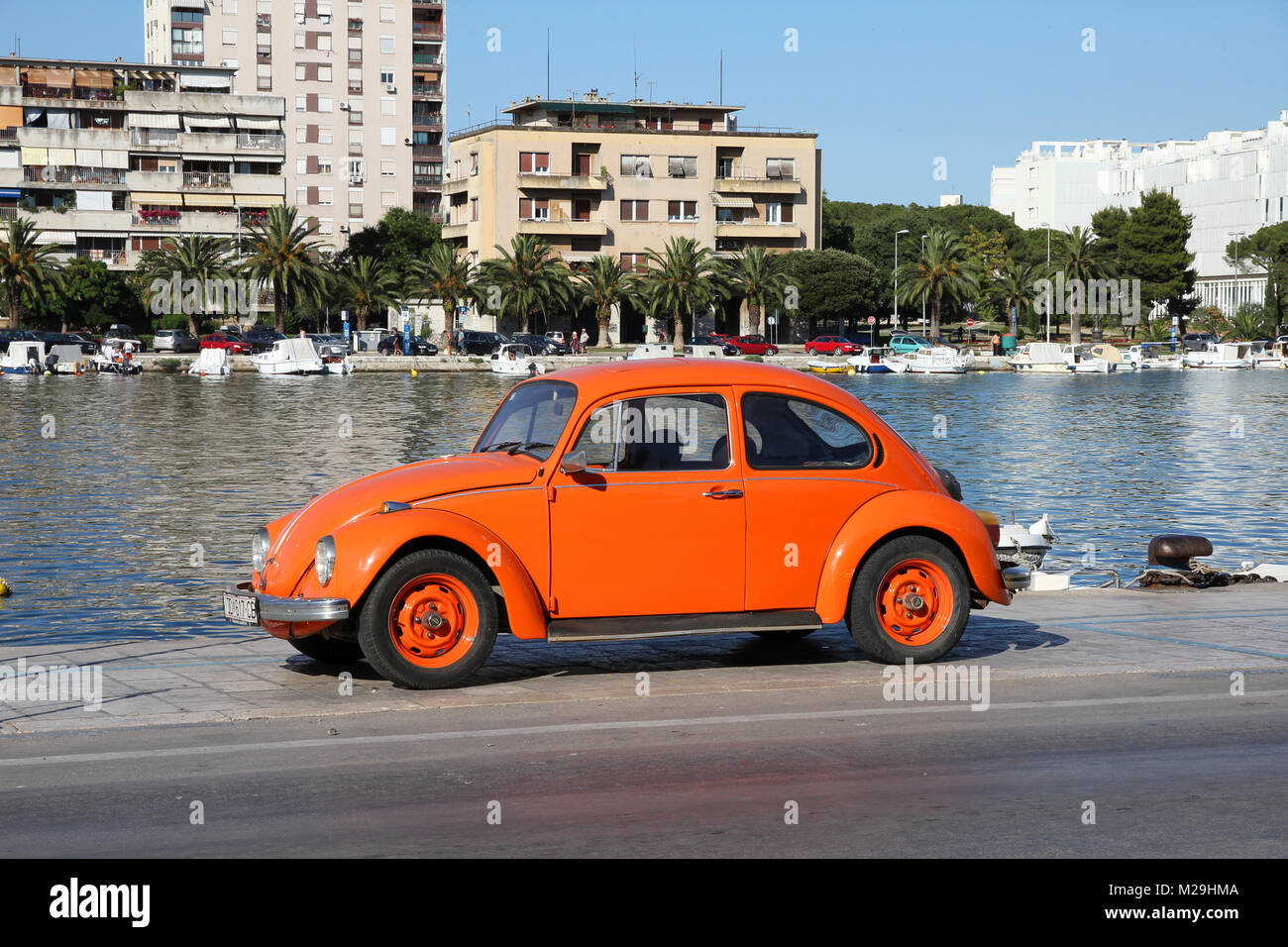 ZADAR, CROATIA - JUNE 22: VW Beetle car on June 22, 2011 in Zadar, Croatia. More 21m of these VWs were manufactured from 1938 to 2003, making it one o Stock Photo